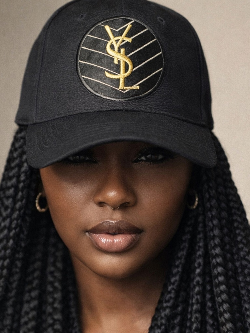 Midnight Gold Emblem Statement Cap